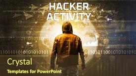  Presentation with computer hacker - PPT theme consisting of faceless-hacker-at-work background and a tawny brown colored foreground