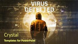  Presentation with faceless - Slide set featuring faceless-hacker-at-work background and a tawny brown colored foreground