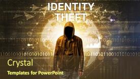  Presentation with identity theft - Colorful PPT layouts enhanced with faceless-hacker-at-work backdrop and a tawny brown colored foreground