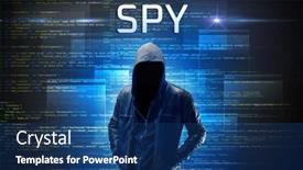  Presentation with faceless - Theme consisting of faceless-hacker-on-code-background and a ocean colored foreground