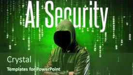  Presentation with faceless - Colorful PPT theme enhanced with faceless-hacker-with-ai-security backdrop and a forest green colored foreground