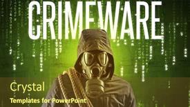  Presentation with hacking - Audience pleasing slides consisting of faceless-hacker-with-crimeware-inscription backdrop and a tawny brown colored foreground