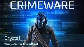  Presentation with faceless - Presentation consisting of faceless-hacker-with-crimeware-inscription background and a ocean colored foreground