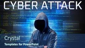  Presentation with faceless - Slides featuring faceless-hacker-with-cyber-attack background and a ocean colored foreground