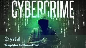  Presentation with hacking - Beautiful PPT theme featuring faceless-hacker-with-cybercrime-inscription backdrop and a ocean colored foreground