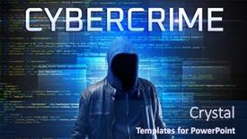  Presentation with faceless - Presentation theme with faceless-hacker-with-cybercrime-inscription background and a ocean colored foreground