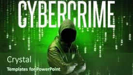  Presentation with hacking - Cool new presentation with faceless-hacker-with-cybercrime-inscription backdrop and a forest green colored foreground