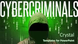  Presentation with hacking - Beautiful slides featuring faceless-hacker-with-cybercriminals-inscription backdrop and a tawny brown colored foreground