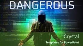  Presentation with faceless - Cool new PPT theme with faceless-hacker-with-dangerous-inscription backdrop and a tawny brown colored foreground