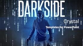  Presentation with faceless - Presentation theme consisting of faceless-hacker-with-darkside-inscription background and a ocean colored foreground