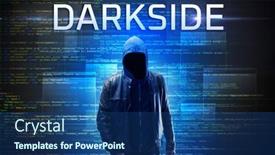  Presentation with faceless - Theme with faceless-hacker-with-darkside-inscription background and a ocean colored foreground