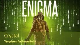  Presentation with faceless - Slides having faceless-hacker-with-enigma-inscription background and a tawny brown colored foreground