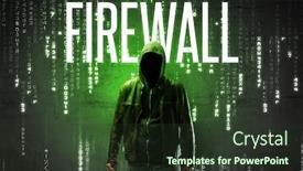  Presentation with firewall - Slide set enhanced with faceless-hacker-with-firewall-inscription background and a tawny brown colored foreground