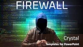  Presentation with firewall - Colorful presentation theme enhanced with faceless-hacker-with-firewall-inscription backdrop and a wine colored foreground