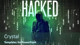  Presentation with hacking - Theme consisting of faceless-hacker-with-hacked-inscription background and a ocean colored foreground