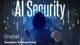  Presentation with faceless - Theme having faceless-hacker-with-inscription-concept background and a navy blue colored foreground