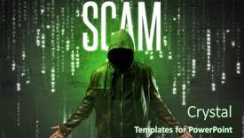  Presentation with faceless - PPT layouts consisting of faceless-hacker-with-inscription-concept background and a tawny brown colored foreground