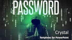  Presentation with faceless - PPT layouts featuring faceless-hacker-with-inscription-concept background and a navy blue colored foreground