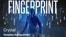  Presentation with faceless - Presentation design consisting of faceless-hacker-with-inscription-concept background and a ocean colored foreground