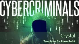  Presentation with faceless - Presentation theme consisting of faceless-hacker-with-inscription-concept background and a ocean colored foreground