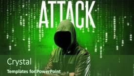  Presentation with faceless - Presentation theme enhanced with faceless-hacker-with-inscription-concept and a forest green colored foreground