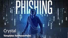  Presentation with phishing - Audience pleasing slide deck consisting of faceless-hacker-with-phishing-inscription backdrop and a ocean colored foreground