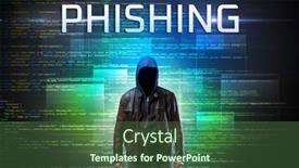  Presentation with faceless - Slide set consisting of faceless-hacker-with-phishing-inscription background and a ocean colored foreground