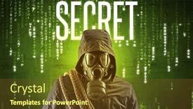  Presentation with hacking - PPT layouts having faceless-hacker-with-secret-inscription background and a tawny brown colored foreground