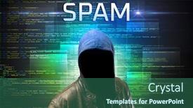 Presentation with spam - Cool new presentation theme with faceless-hacker-with-spam-inscription backdrop and a ocean colored foreground