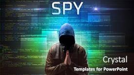  Presentation with spy - PPT layouts consisting of faceless-hacker-with-spy-inscription background and a wine colored foreground