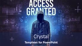  Presentation with faceless - Audience pleasing PPT theme consisting of faceless-man-with-access-granted backdrop and a ocean colored foreground