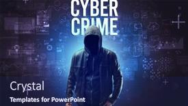  Presentation with faceless - PPT layouts featuring faceless-man-with-cyber-crime background and a navy blue colored foreground