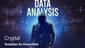  Presentation with data analysis - PPT theme enhanced with faceless-man-with-data-analysis background and a navy blue colored foreground