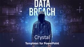  Presentation with faceless - Beautiful presentation theme featuring faceless-man-with-data-breach backdrop and a ocean colored foreground