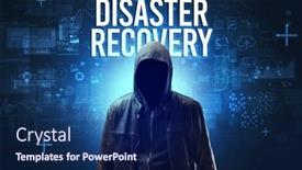  Presentation with faceless - Theme enhanced with faceless-man-with-disaster-recovery background and a navy blue colored foreground