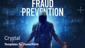  Presentation with fraud prevention - Amazing presentation design having faceless-man-with-fraud-prevention backdrop and a navy blue colored foreground