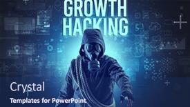  Presentation with hacking - Colorful presentation enhanced with faceless-man-with-growth-hacking backdrop and a ocean colored foreground