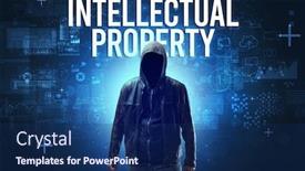  Presentation with faceless - Beautiful presentation design featuring faceless-man-with-intellectual-property backdrop and a navy blue colored foreground