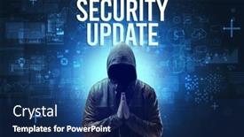  Presentation with faceless - Slide deck with faceless-man-with-online-security background and a navy blue colored foreground