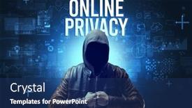  Presentation with faceless - Theme consisting of faceless-man-with-online-security background and a ocean colored foreground