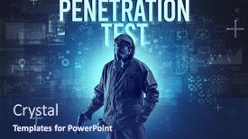  Presentation with faceless - Presentation design featuring faceless-man-with-penetration-test background and a ocean colored foreground