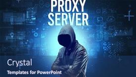  Presentation with server - Slide deck having faceless-man-with-proxy-server background and a ocean colored foreground