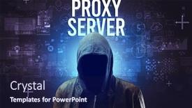 Presentation with faceless - Colorful PPT theme enhanced with faceless-man-with-proxy-server backdrop and a navy blue colored foreground