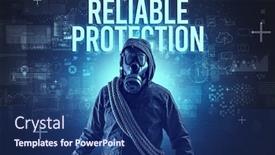  Presentation with faceless - Beautiful presentation design featuring faceless-man-with-reliable-protection backdrop and a ocean colored foreground