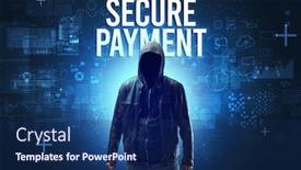  Presentation with online payment - Presentation consisting of faceless-man-with-secure-payment background and a navy blue colored foreground