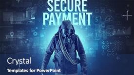  Presentation with online payment - PPT theme having faceless-man-with-secure-payment background and a ocean colored foreground