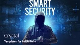  Presentation with faceless - Colorful theme enhanced with faceless-man-with-smart-security backdrop and a navy blue colored foreground