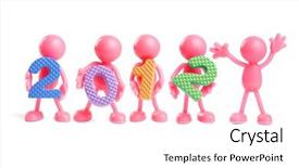  Presentation with faceless - Audience pleasing presentation consisting of faceless rubber figurines holding colorful new year 2012 number blocks on white background backdrop and a white colored foreground