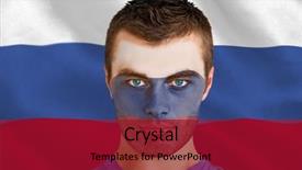  Presentation with russia flag - Beautiful slide set featuring facepaint against digitally generated russian backdrop and a crimson colored foreground