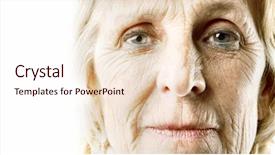  Presentation with empowered woman - Amazing slides having old faces - wrinkled woman's visage backdrop and a lemonade colored foreground